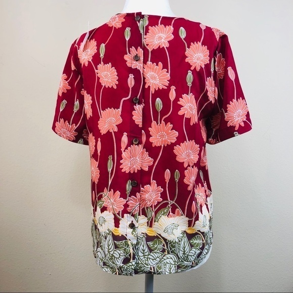 MADEWELL Top Sz S Silk Floral Button-Back in Tall Sunflower NWT - Picture 5 of 8
